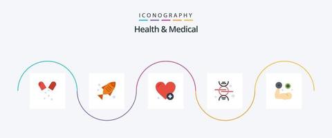 saúde e pacote de ícones planos 5 médicos, incluindo médico. ginástica. médico. médico. osso vetor