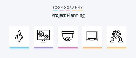 pacote de ícones da linha 5 de planejamento de projeto, incluindo registro. documento. estratégia. Folha. página. design de ícones criativos vetor