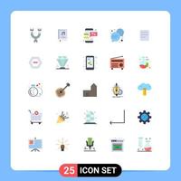 pacote de interface do usuário de 25 cores planas básicas de texto, diálogo, vídeo, conversa, telefone móvel, elementos de design vetorial editáveis vetor