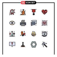 pacote de ícones vetoriais de estoque de 16 sinais e símbolos de linha para decoração favorita dos olhos, como elementos de design de vetores criativos editáveis de coração