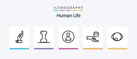 pacote de ícones da linha humana 5, incluindo . formato de coração. feliz. design de ícones criativos vetor