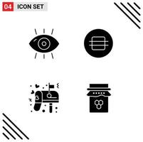 conjunto de 4 sinais de símbolos de ícones de interface do usuário modernos para forma de caixa de doença comer elementos de design de vetores editáveis de amor
