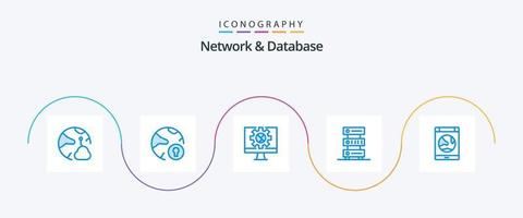 pacote de ícones azul 5 de rede e banco de dados, incluindo hospedagem. dados. cadeado. on-line vetor
