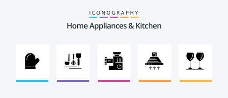 eletrodomésticos e pacote de ícones de glifo de cozinha 5, incluindo casa. manual. hotel. cozinha. cozinha. design de ícones criativos vetor