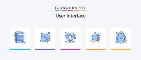 pacote de ícones azul 5 da interface do usuário, incluindo . cronômetro. jóia. ver. alto falante. design de ícones criativos vetor