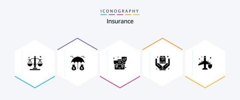 pacote de ícones de 25 glifos de seguro, incluindo proteção. seguro. segurança. mosca. seguro vetor