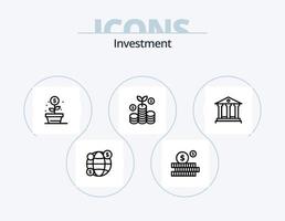 ícone de linha de investimento pack 5 design de ícone. on-line. dinheiro. o negócio. investimento. ganhos vetor