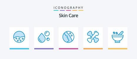 pacote de ícones de pele azul 5, incluindo reumatismo. cálcio. óleo natural. saúde óssea. pele. design de ícones criativos vetor