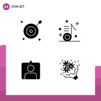 conjunto de glifos sólidos de interface móvel de 4 pictogramas de elementos de design de vetores editáveis de aniversário de nota de áudio do instagram alvo