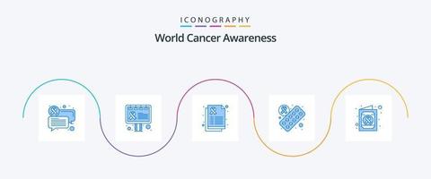 pacote de ícones azul 5 de conscientização mundial sobre o câncer, incluindo . médico. saúde. saúde. medicina vetor