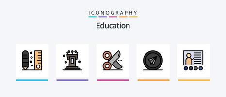 linha de educação cheia de 5 ícones incluindo leitura. livro. coruja. página. favorito. design de ícones criativos vetor