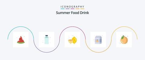 pacote de ícone plano de 5 ícones de bebida de comida de verão, incluindo verão. pacote. Comida. leite. beber vetor