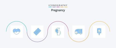 pacote de ícones de gravidez azul 5, incluindo médico. ambulância. tábua. mãe. bebê vetor