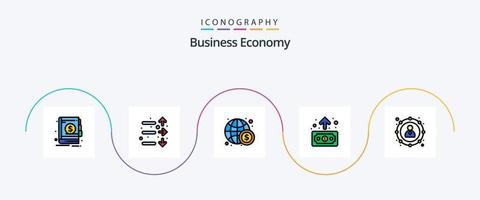 linha de economia cheia de pacote de 5 ícones planos, incluindo economia. transferir. o negócio. finança. o negócio vetor