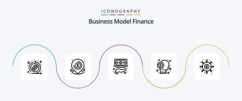 pacote de ícones da linha 5 de finanças, incluindo financista. corretor. local. serviço. fundos vetor