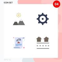 pacote de linha vetorial editável de 4 ícones planos simples de leis extremas casas de equilíbrio de pico elementos de design vetorial editáveis vetor