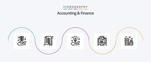 pacote de ícones de linha 5 de contabilidade e finanças, incluindo dinheiro. finança. contabilidade. coaching. ideia criativa vetor