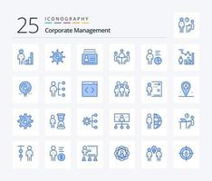 gerenciamento corporativo pacote de ícones de 25 cores azuis, incluindo conferência. o negócio. rede. identificação. documento vetor