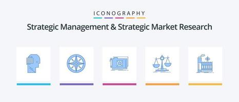 gerenciamento estratégico e pesquisa estratégica de mercado azul 5 pacote de ícones incluindo . perda. posição. lei. Arquivo. design de ícones criativos vetor