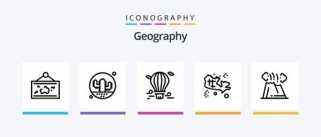 pacote de ícones de linha 5 de geografia, incluindo tesouro. mapa. balão de ar. imagem. foto. design de ícones criativos vetor