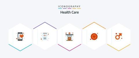 cuidados de saúde 25 pacote de ícones planos, incluindo gênero. cuidados de saúde. coração. Cuidado vetor