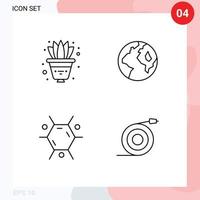grupo de 4 sinais e símbolos de cores planas de linha preenchida para ciência de flores decoram elementos de design de vetores editáveis de fluxo mundial