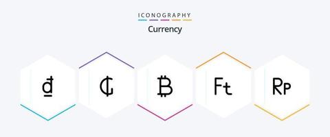 moeda 25 pacote de ícones de linha preenchida, incluindo rupiah. idr. bitcoin. Hungria. florim vetor