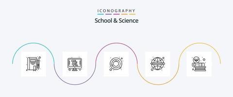 pacote de ícones da escola e da linha de ciência 5, incluindo a faculdade. astronomia. Aprendendo. Educação vetor