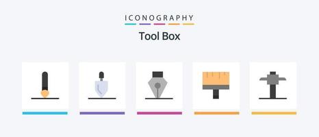ferramentas flat 5 icon pack incluindo . escolher. caneta. mineiro. pintar. design de ícones criativos vetor