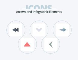 design de ícones do pacote de ícones planos de seta 5. . direita. costas. flecha. baixa vetor