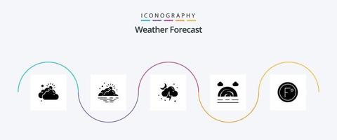 pacote de ícones do glifo do tempo 5, incluindo grau. clima. clima. arco Iris. tempestade vetor