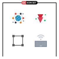 conjunto de 4 ícones planos vetoriais na grade para pontos de comunicação internet para baixo elementos de design de vetores editáveis de hardware