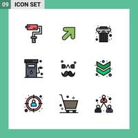 conjunto de 9 sinais de símbolos de ícones de interface do usuário modernos para elementos de design de vetores editáveis de gás de poder cultural da estação pai