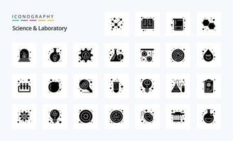 pacote de ícones de glifo sólido de 25 ciências vetor