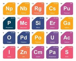 20 tabela periódica do design do pacote de ícones de elementos vetor