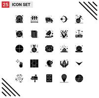 grupo de símbolos de ícones universais de 25 glifos sólidos modernos de seta, laboratório, caminhão, encanador, elementos de design vetorial editáveis vetor
