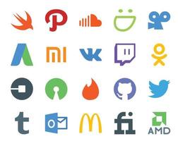 20 pacotes de ícones de mídia social, incluindo github open source xiaomi driver uber vetor