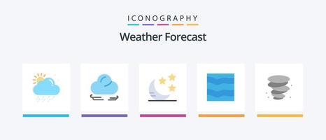 pacote de ícones do tempo plano 5, incluindo . clima. noite. tempestade. agua. design de ícones criativos vetor