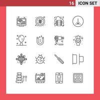 pacote de ícones de vetores de estoque de 16 sinais e símbolos de linha para elementos de design de vetores editáveis de círculo de jantar de comida de perna