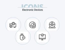 design de ícone do pacote de 5 ícones de linha de dispositivos. dispositivos. lasca. gadget. hardware. dispositivos vetor