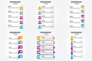 conjunto de design plano de infográficos de ilustração vetorial para folheto publicitário e revista vetor