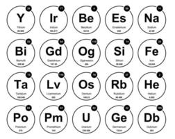 20 tabela periódica do design do pacote de ícones de elementos vetor