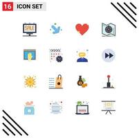 16 ícones criativos, sinais e símbolos modernos de acesso navegam no pacote editável de direção do mapa de amor de elementos de design de vetores criativos