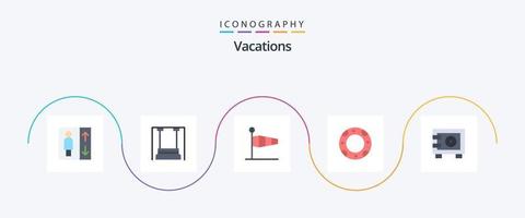 pacote de ícones de 5 planos de férias, incluindo dinheiro. lifebuoy. ar. vida. vento vetor
