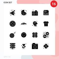 Pacote de glifos sólidos de 16 interfaces de usuário de sinais e símbolos modernos da colina costurar horários de jornais notícias editáveis elementos de design vetorial vetor