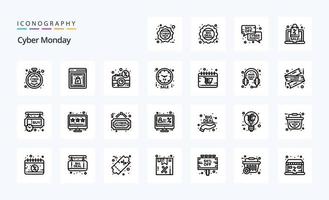 pacote de ícones de linha de 25 cyber segunda-feira vetor