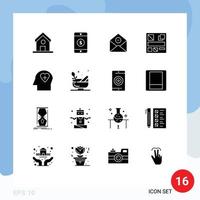 pacote de ícones vetoriais de estoque de 16 sinais e símbolos de linha para emoção de amor excluir elementos de design de vetores editáveis de web design