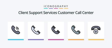 linha de chamada cheia de 5 ícones, incluindo telefone. ligar. anel. Telefone. ligar. design de ícones criativos vetor