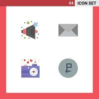 4 pacote de ícones planos de interface de usuário de sinais e símbolos modernos de elementos de design de vetores editáveis de moeda de amor de correio comercial