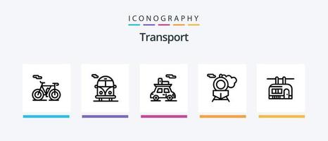 pacote de ícones da linha de transporte 5, incluindo . transporte. transporte. motor. design de ícones criativos vetor